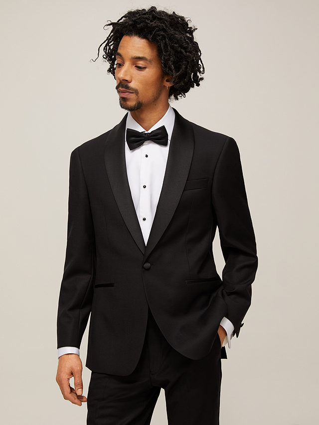 John Lewis & Partners Shawl Lapel Basket Weave Regular Fit Dress Suit Jacket, Black, 36R