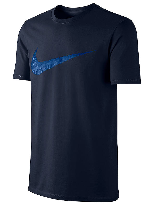 Nike Sportswear Swoosh Cotton T-Shirt, Blue at John Lewis & Partners
