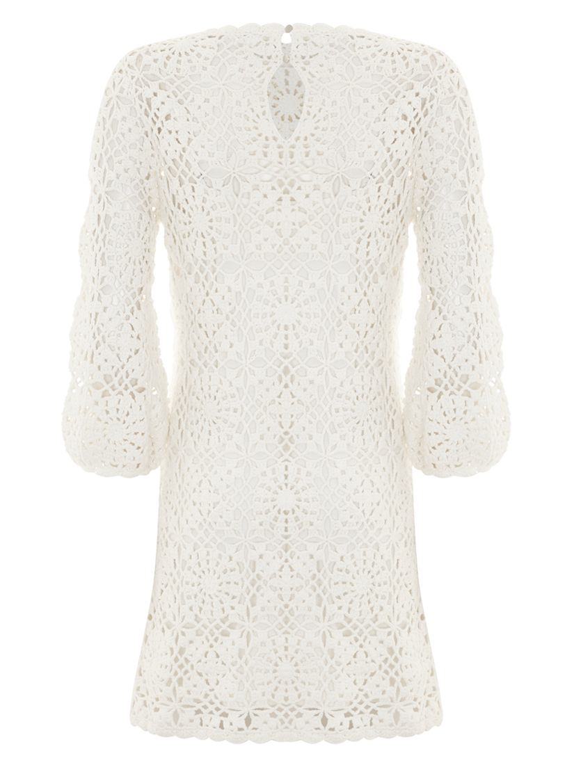 Mint Velvet Crochet Dress, Ivory