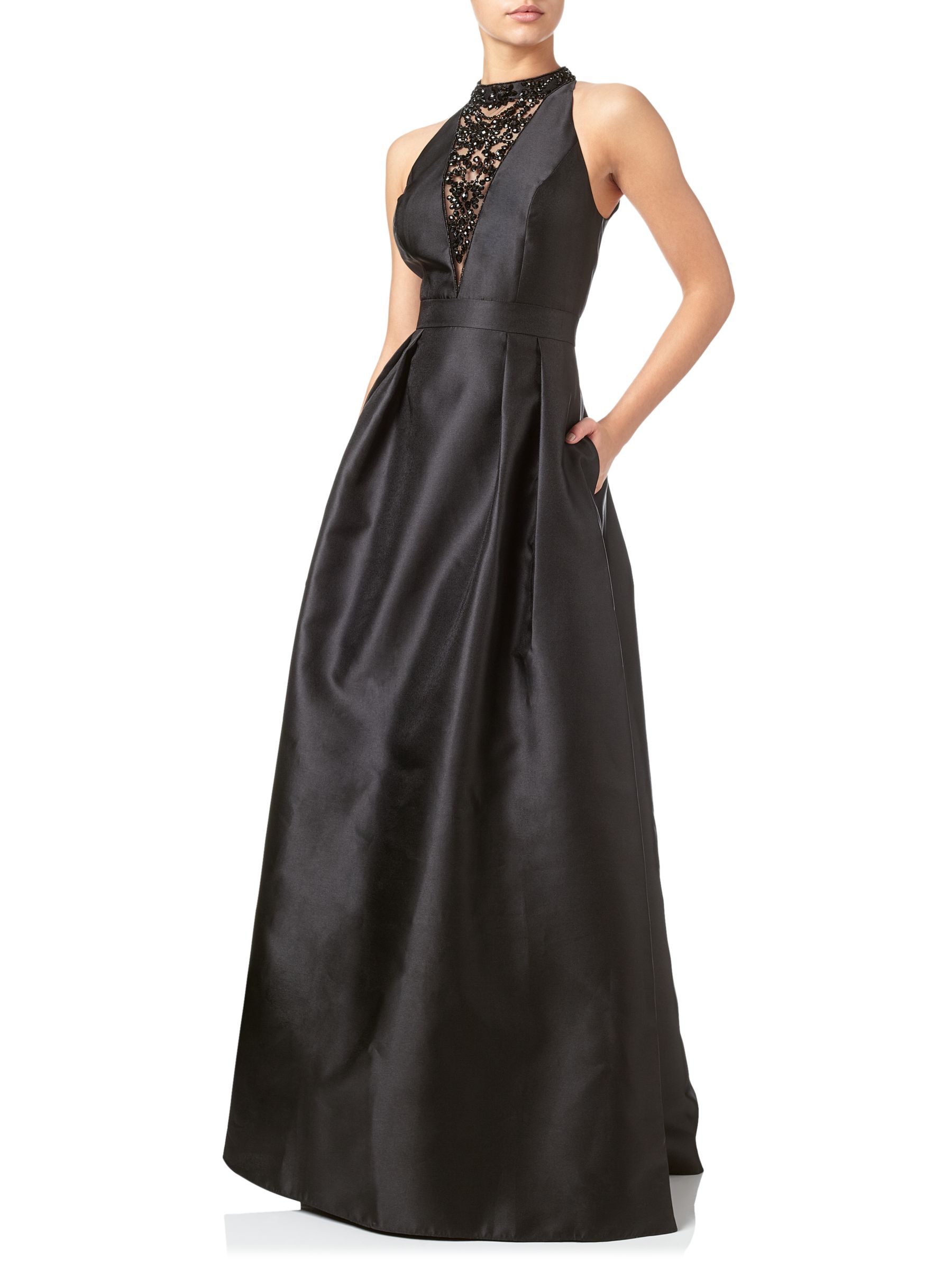 Adrianna Papell Sleeveless Mikado Satin Stripe Party Dress, Black at ...