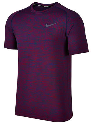 Nike Dri-FIT Knit Short Sleeve Running T-Shirt, Blue/Purple