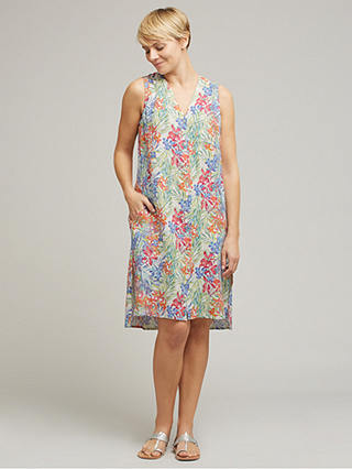 East Linen Aloha Print Dress, Multi
