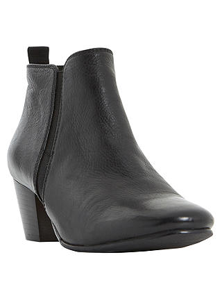 Dune Perdy Block Heeled Ankle Boots, Black Leather