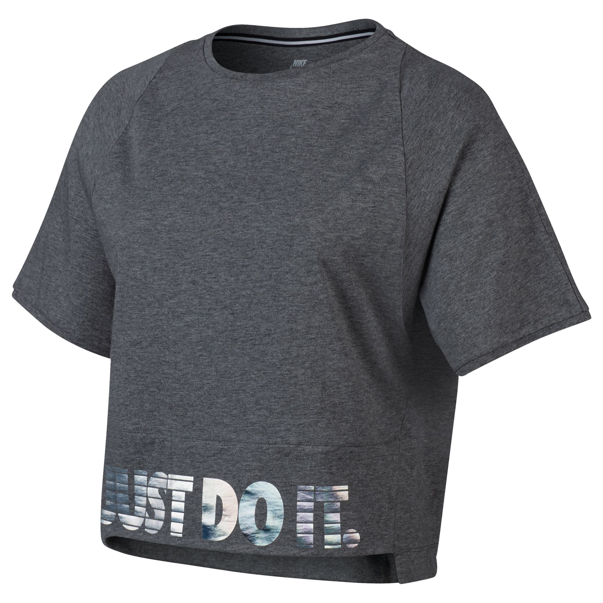 Nike Holographic Logo Crop Top, Grey