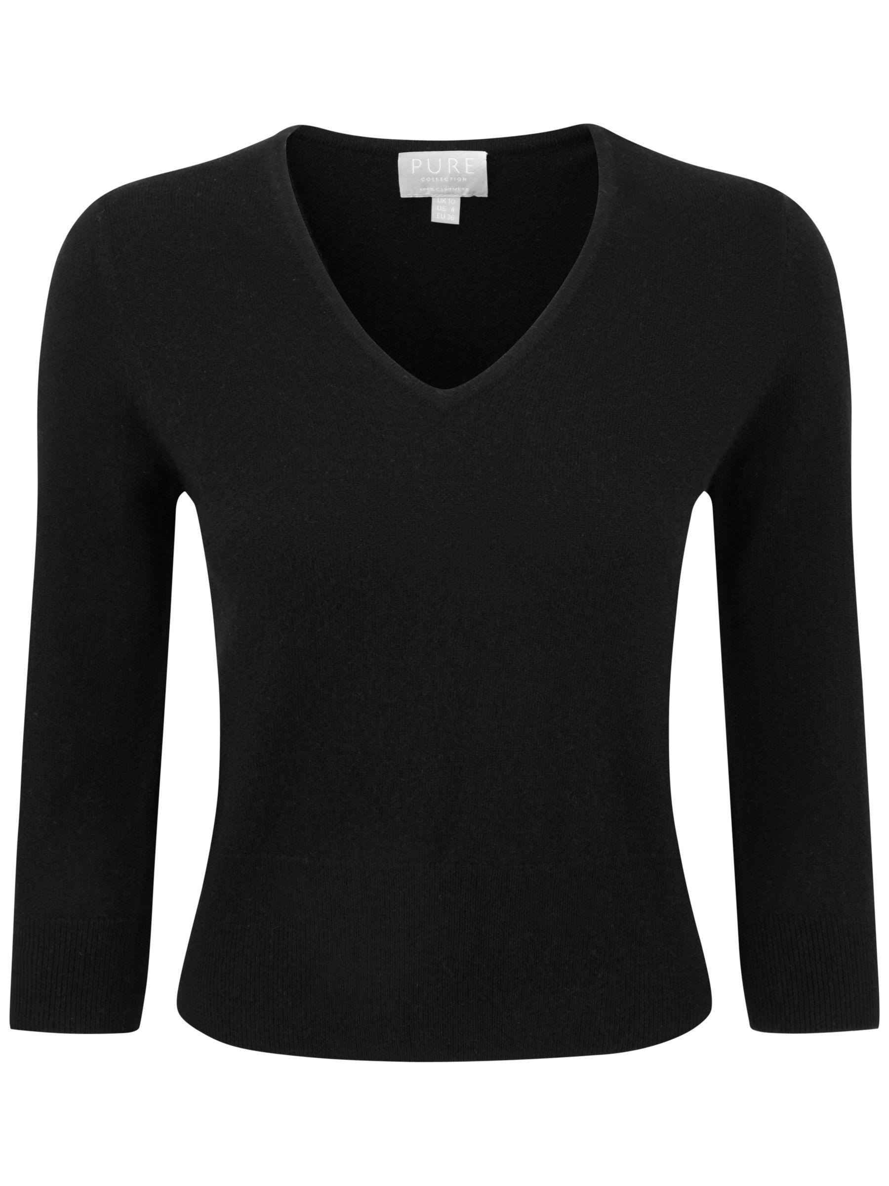 Pure Collection Cropped Cashmere Jumper, Black, 10