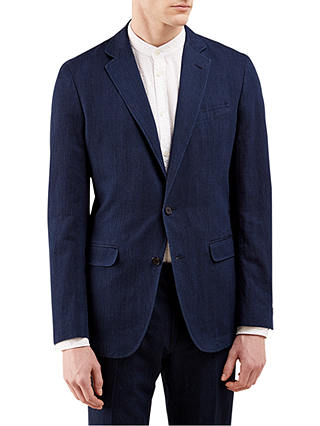 Jigsaw Bloomsbury Italian Cotton Linen Suit Jacket, Indigo