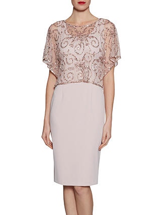 Gina Bacconi Crepe Dress With Beaded Over Top