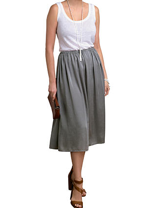 Pure Collection Evangeline Midi Skirt, Silver Mink
