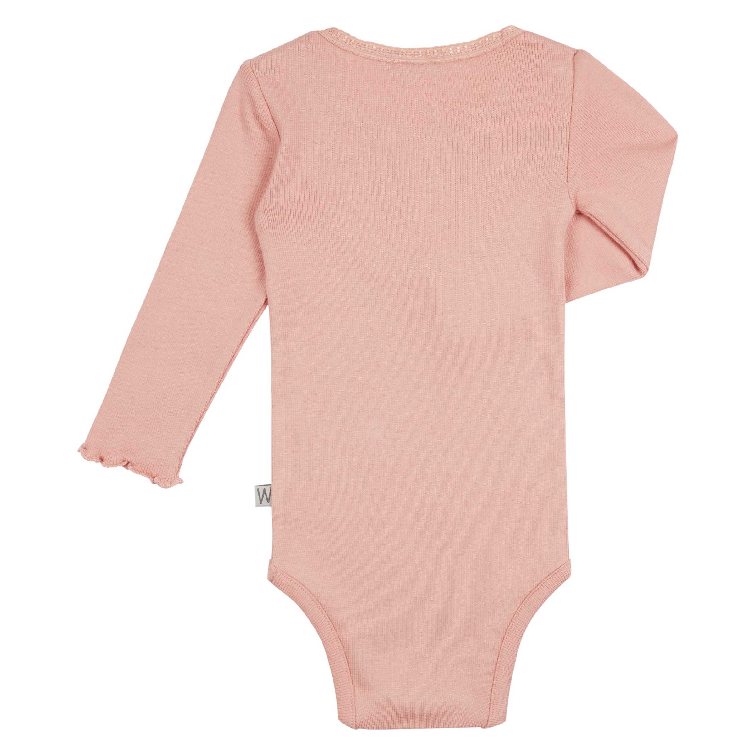 Wheat Baby Long Sleeve Ribbed Bodysuit, Rosette Pink at John Lewis ...