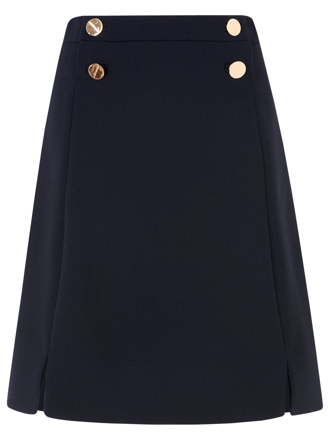 L.K. Bennett Bay Button Detail Skirt, Navy at John Lewis & Partners