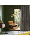 Orla Kiely Linear Stem Pair Lined Eyelet Curtains, Charcoal