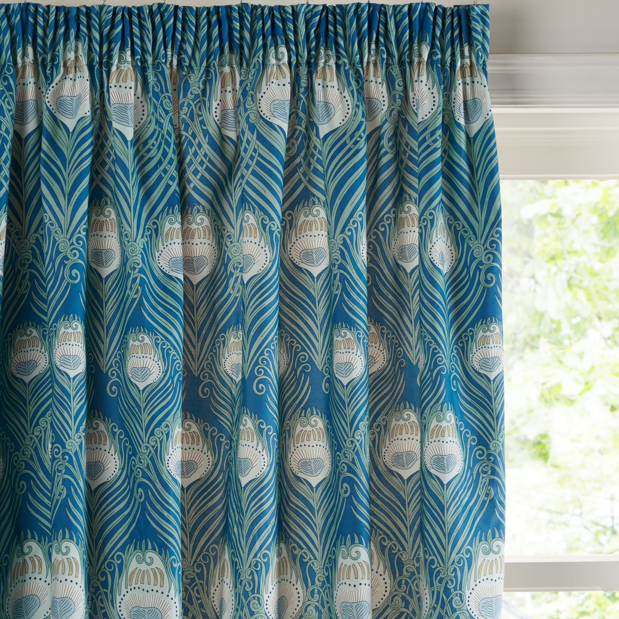 Liberty Fabrics & John Lewis Caesar Pair Lined Pencil Pleat Curtains, Blue, W167 x Drop 228cm