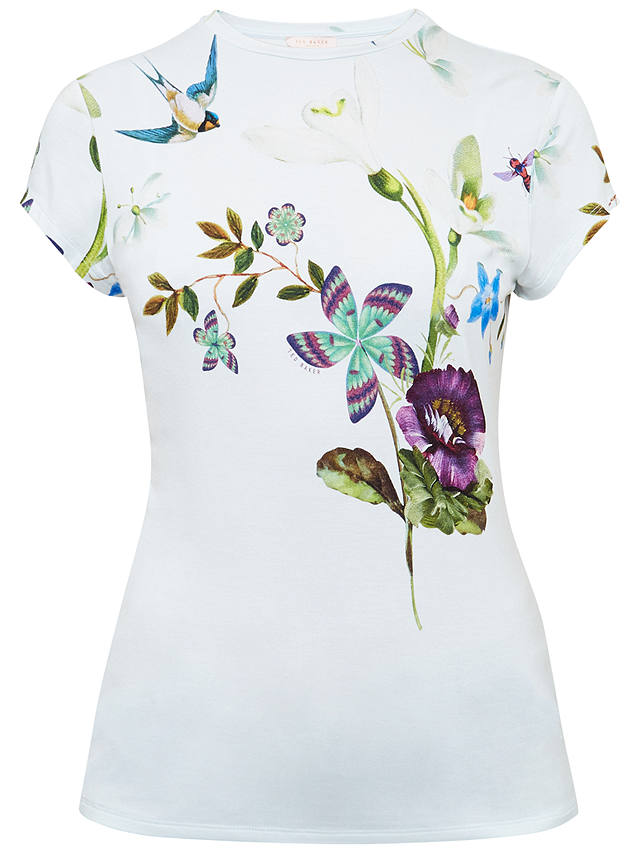 Ted Baker Marlin Spring Meadow Fitted T-Shirt, Pale Blue at John Lewis ...