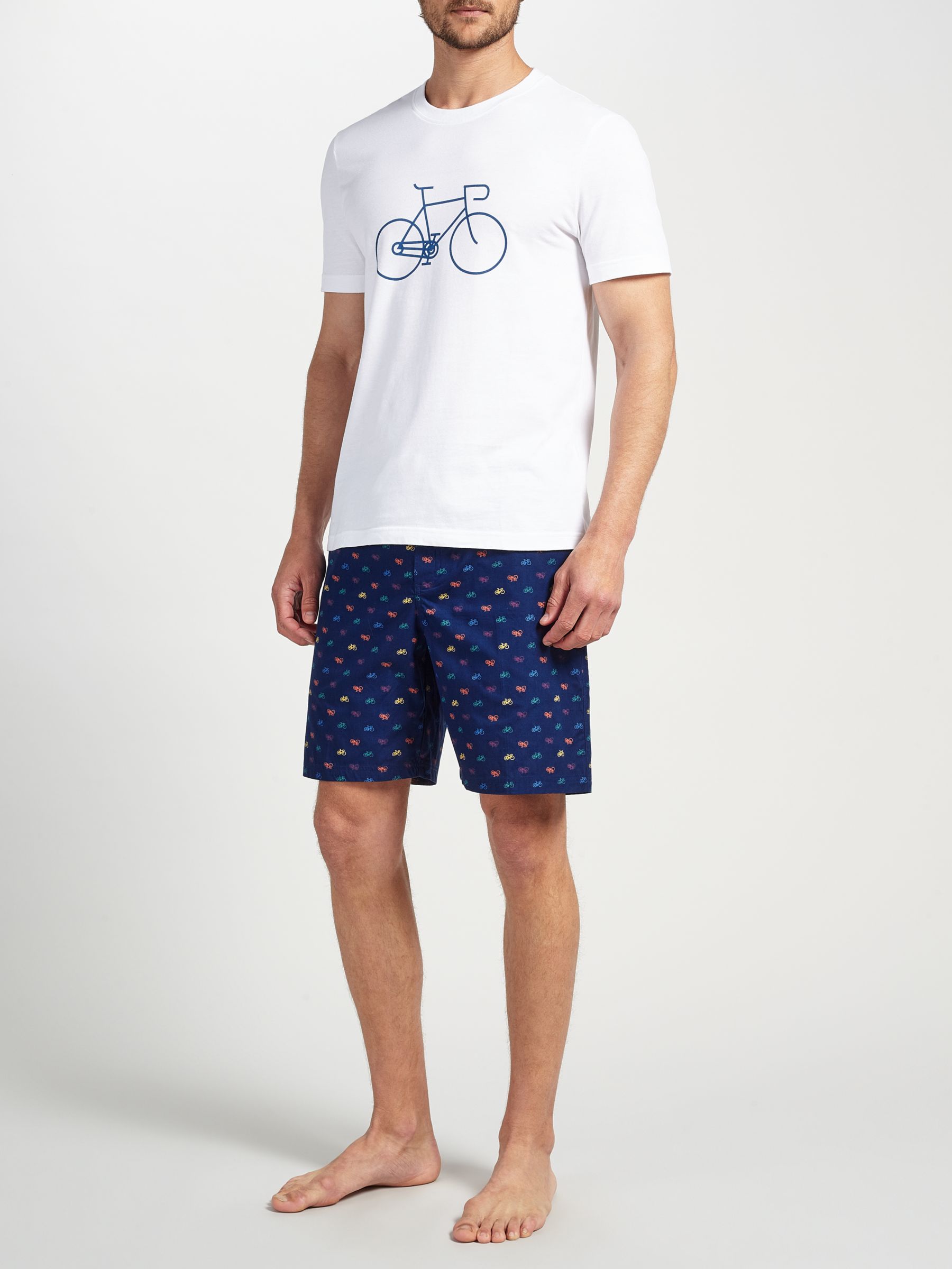 John Lewis & Partners Bike T-Shirt and Shorts Lounge Gift Set, White/Navy