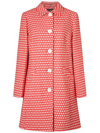 Four Seasons Small Spot Single Breasted Coat, Hot Pink/Ivory