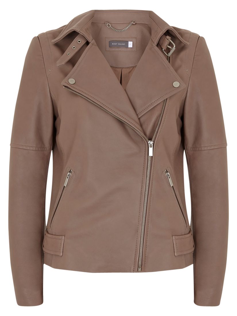 Mint Velvet Clean Leather Biker Jacket at John Lewis & Partners