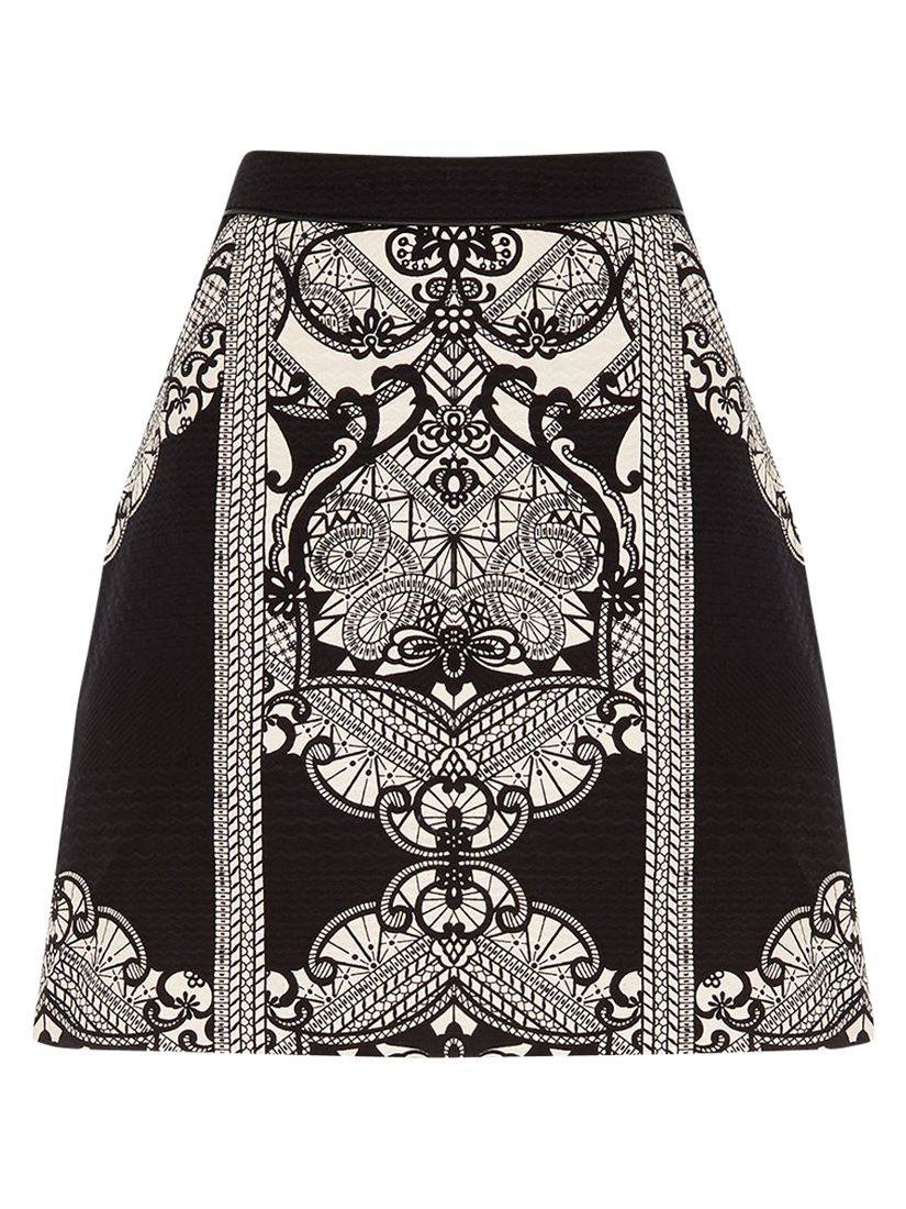Oasis Poppy Tribal Print Skirt, Black/Multi