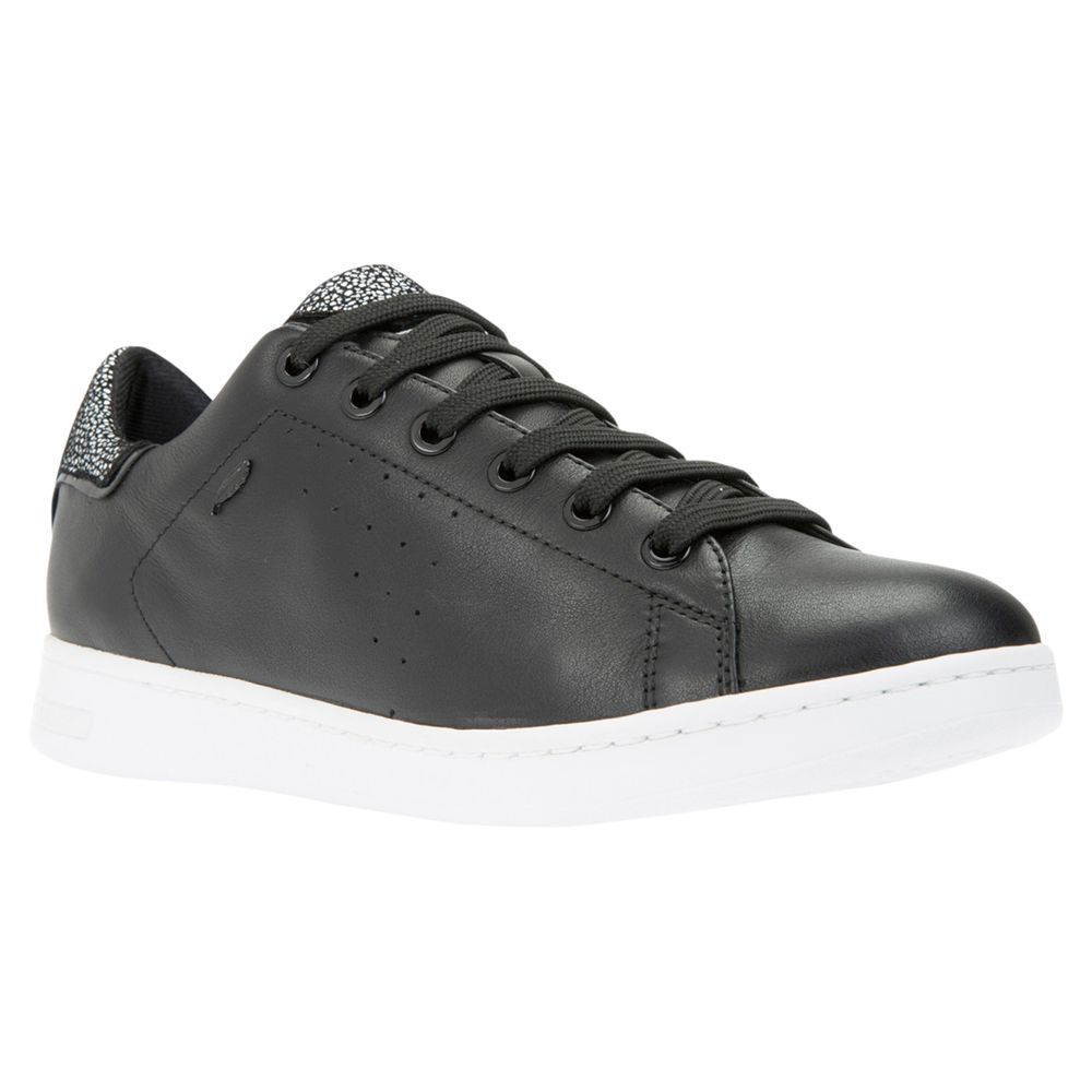 Geox Women's Jaysen Leather Lace Up Trainers, Black at John Lewis ...