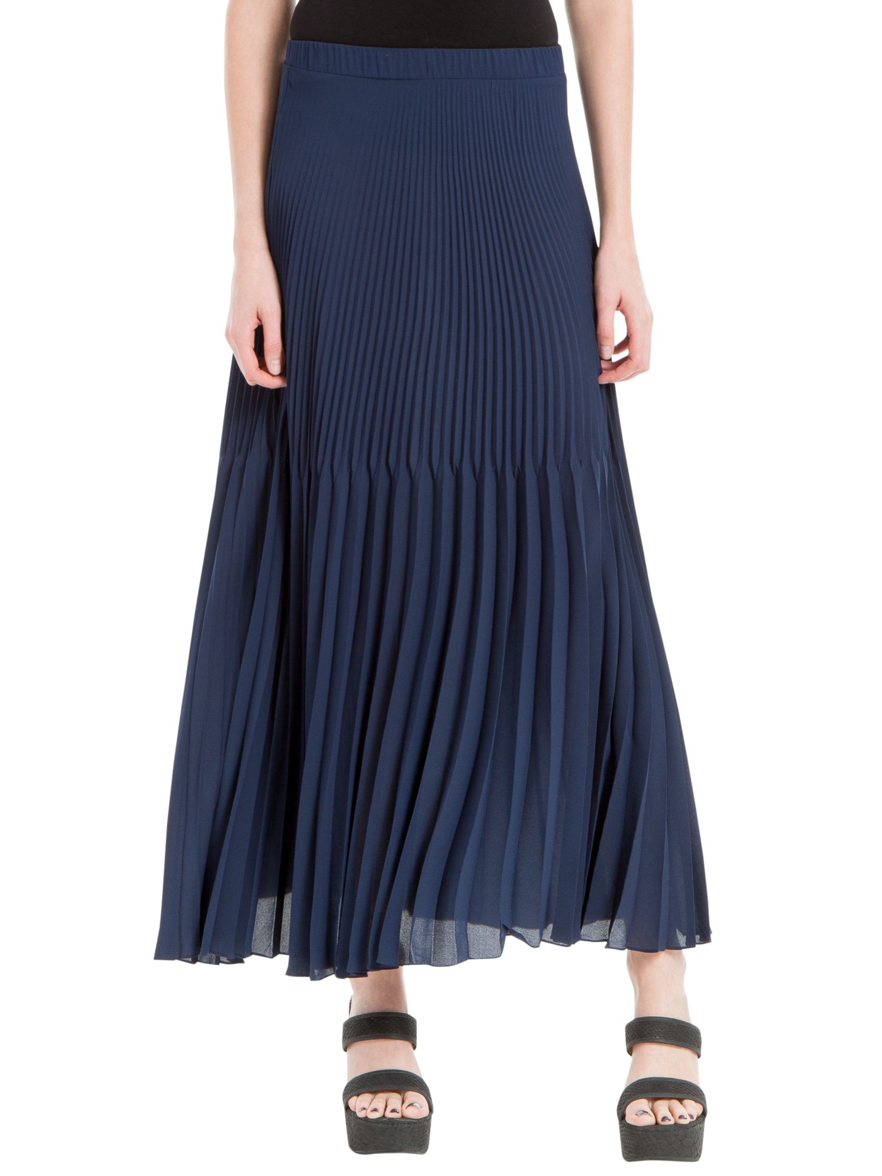 navy pleated maxi skirt