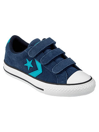 Converse Children's Star Player 3V Triple Rip-Tape Trainers, Navy Suede