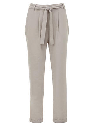 Mint Velvet Belted Tapered Trousers, Oyster