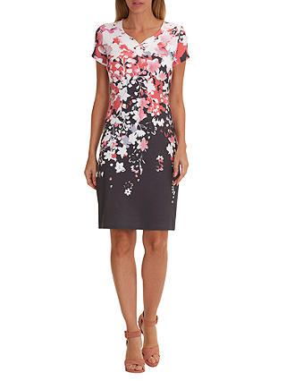 Betty Barclay Floral Print Jersey Dress, Red/Grey