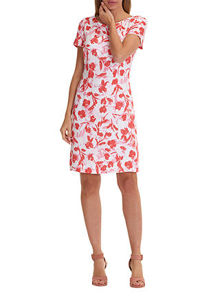 Betty Barclay Floral Print Dress, White/Red