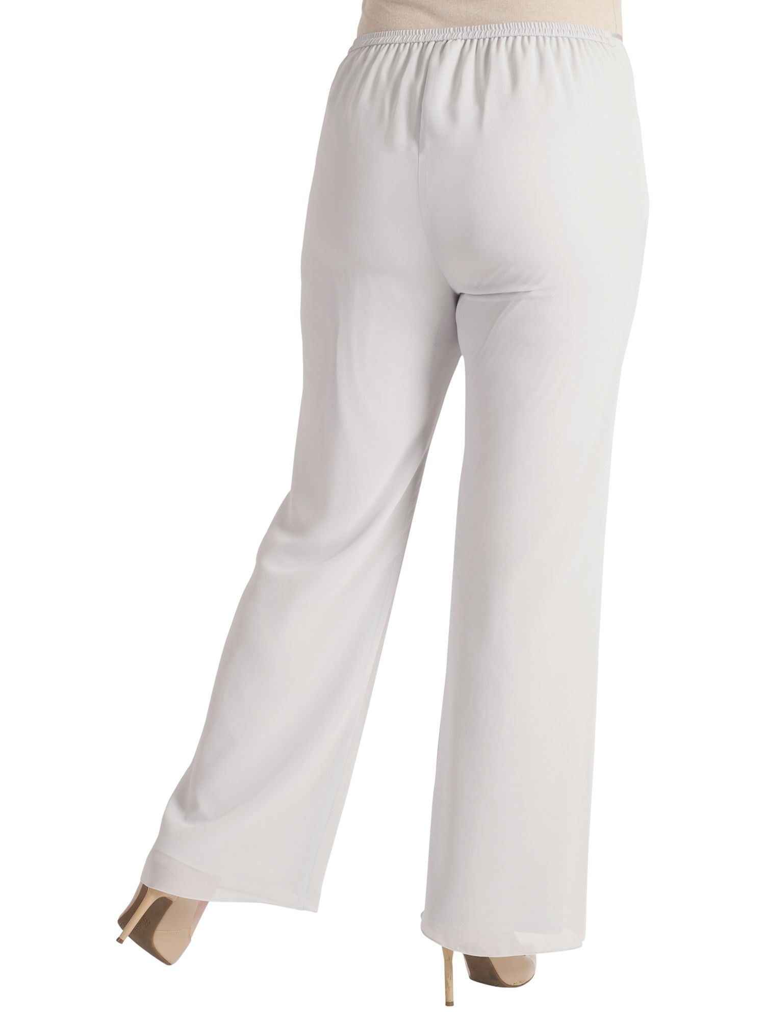 Chesca Satin Trim Chiffon Trousers, Silver Grey at John Lewis & Partners