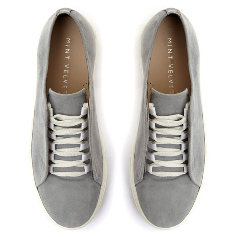 Mint Velvet Abi Concealed Lace Trainers, Grey
