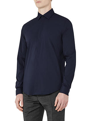 Reiss Mauro Concealed Placket Shirt, Navy