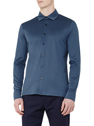 Reiss Chapter Mercerised Cotton Slim Fit Shirt, Steel Blue