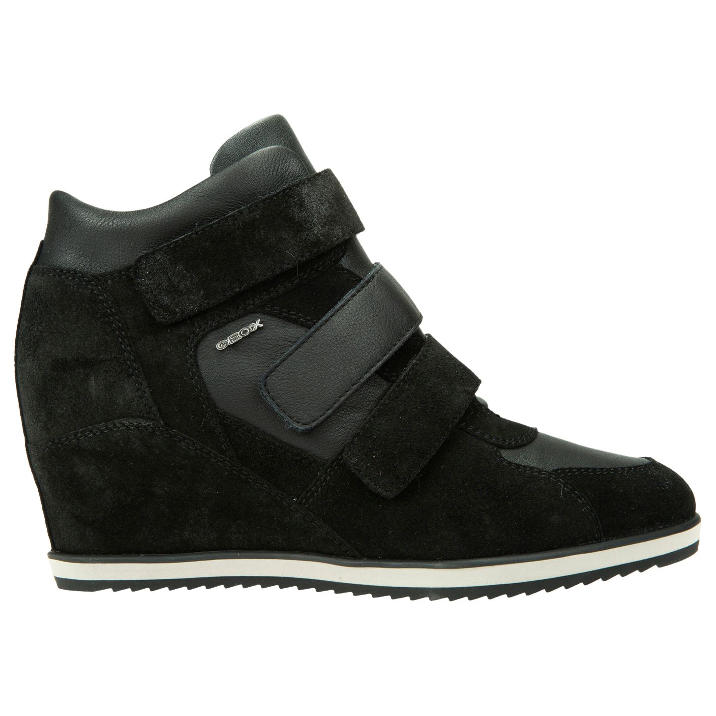 black hidden wedge trainers