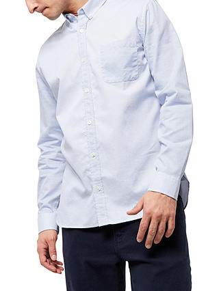 Jaeger Cotton Contrast Textured Shirt, Blue