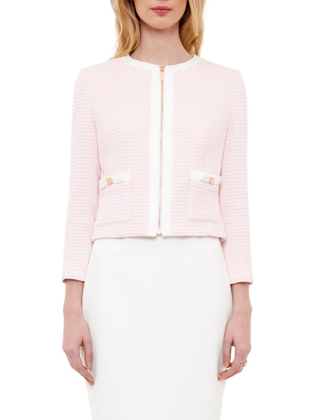 Ted Baker Eniela Contrast Bow Detail Jacket, Nude Pink