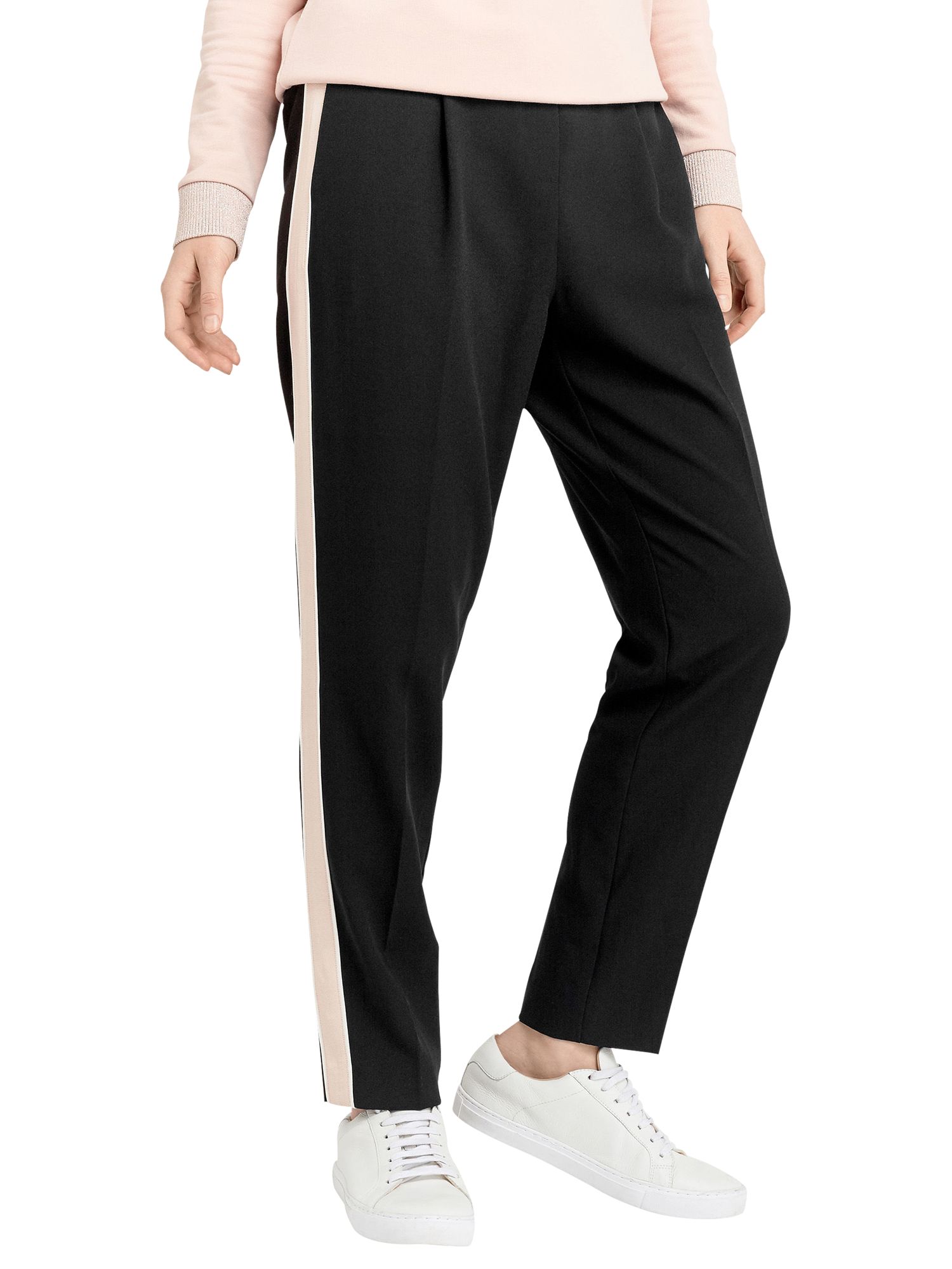 womens black trousers with side stripe