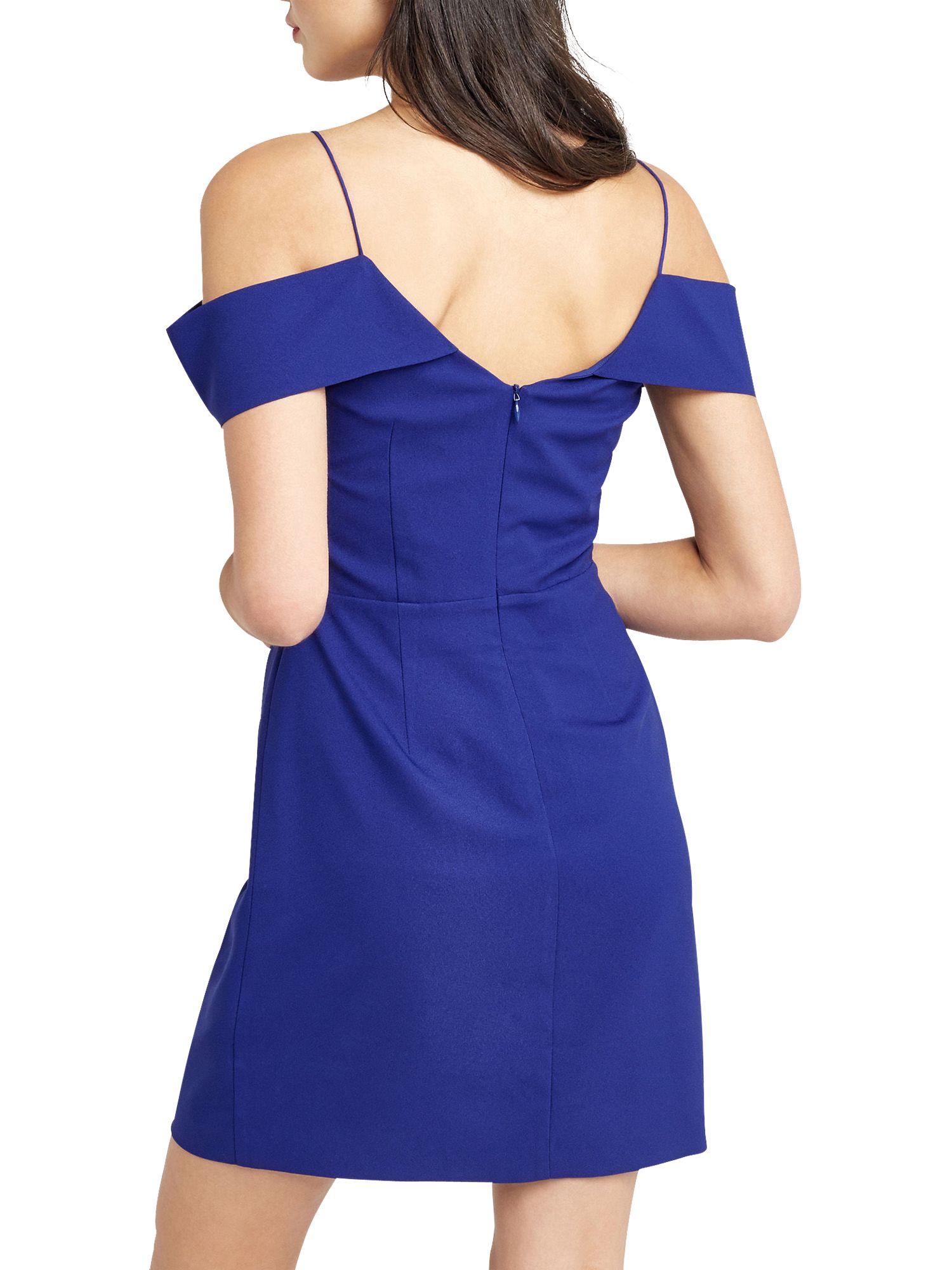 cobalt blue cold shoulder dress