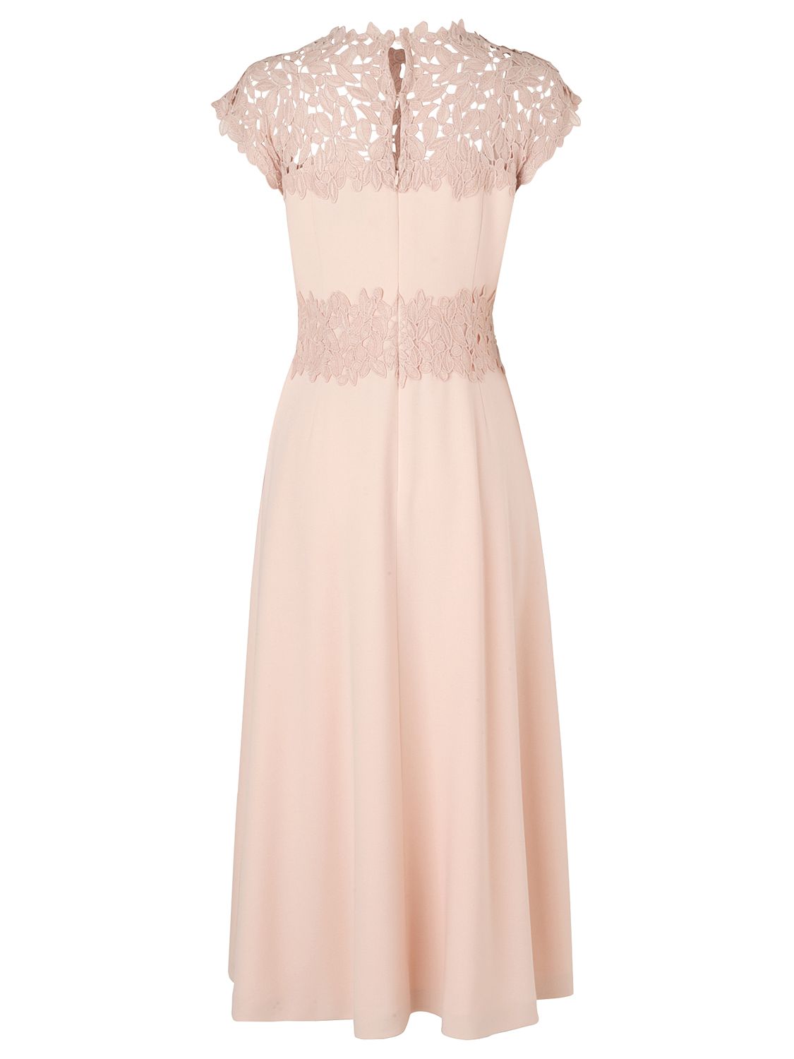 L.K. Bennett Selene Lace Crepe Dress, Pale Pink