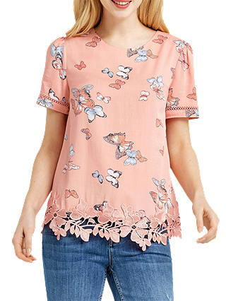 Oasis Butterfly Print T-Shirt, Pink/Multi