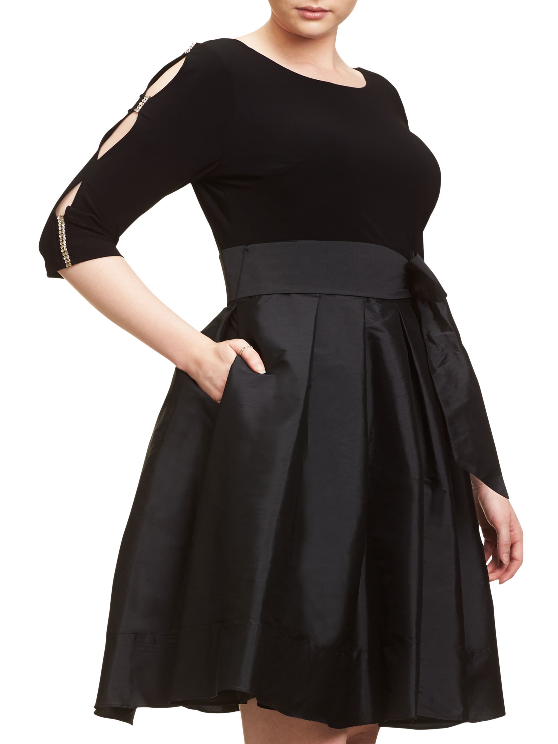 Adrianna Papell Plus Size Taffeta Fit And Flare Dress, Black