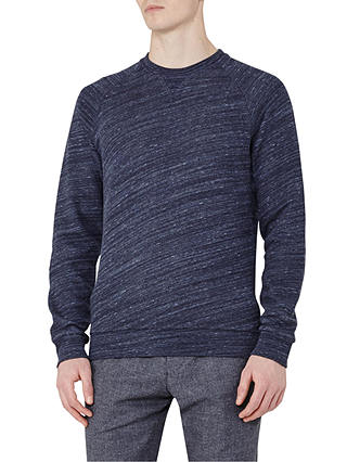 Reiss Drava Loopback Cotton Sweatshirt, Navy