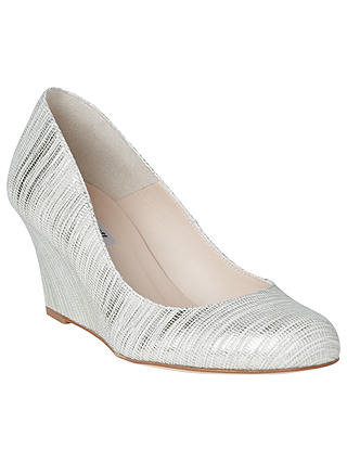 L.K. Bennett Zahara Wedge Heeled Court Shoes, Metallic Cream