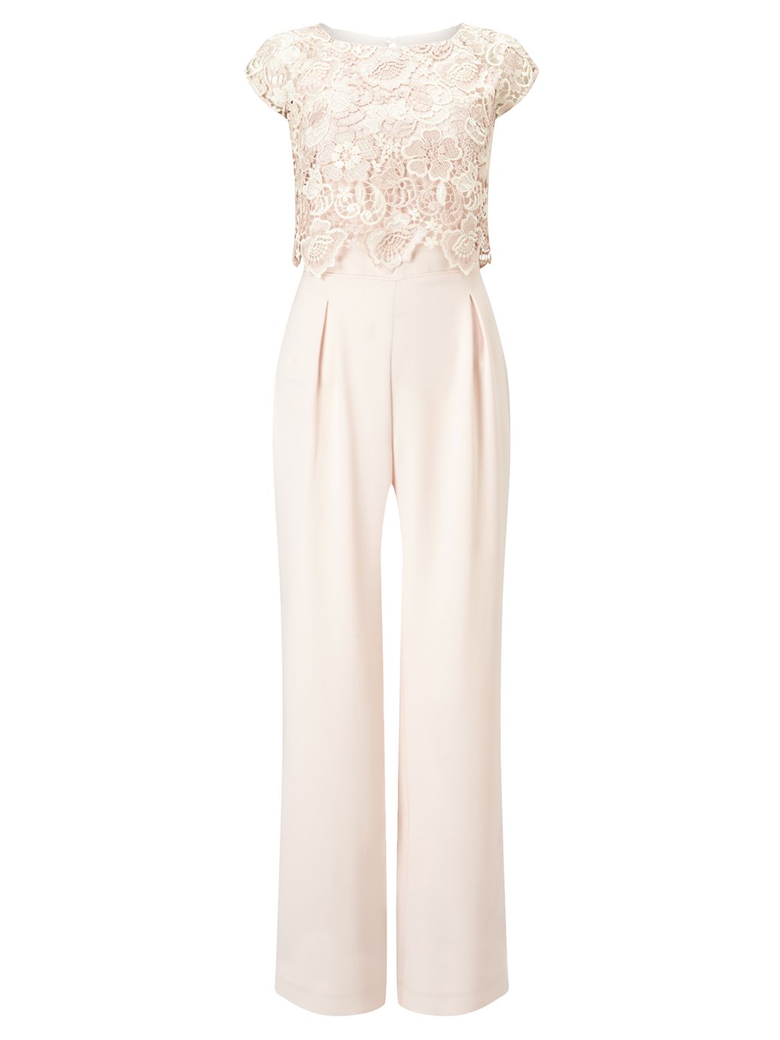 Phase Eight Cortine Lace Bodice Jumpsuit, Ivory/Petal at John Lewis