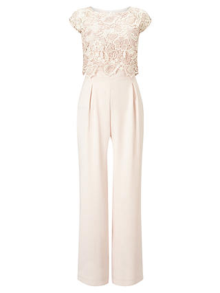 Phase Eight Cortine Lace Bodice Jumpsuit, Ivory/Petal