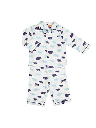 John Lewis & Partners Baby Bear Print Woven Pyjamas, Blue