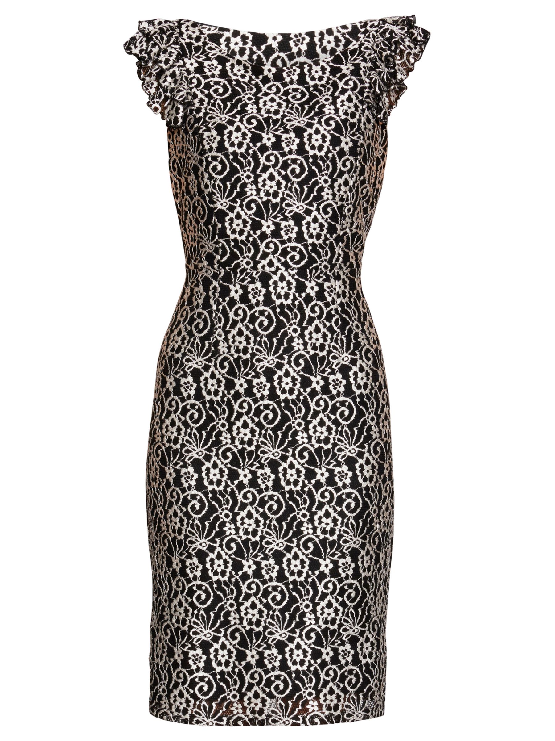 Gina Bacconi Stretch Floral Lace Dress, Black at John Lewis & Partners