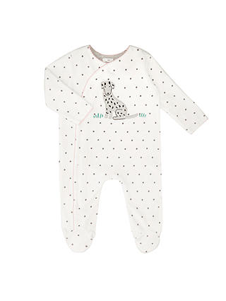 John Lewis & Partners Baby Velour Dalmatian Sleepsuit, White/Black