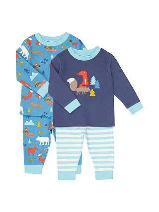 John Lewis & Partners Baby Woodland Jersey Pyjamas, Pack of 2, Multi