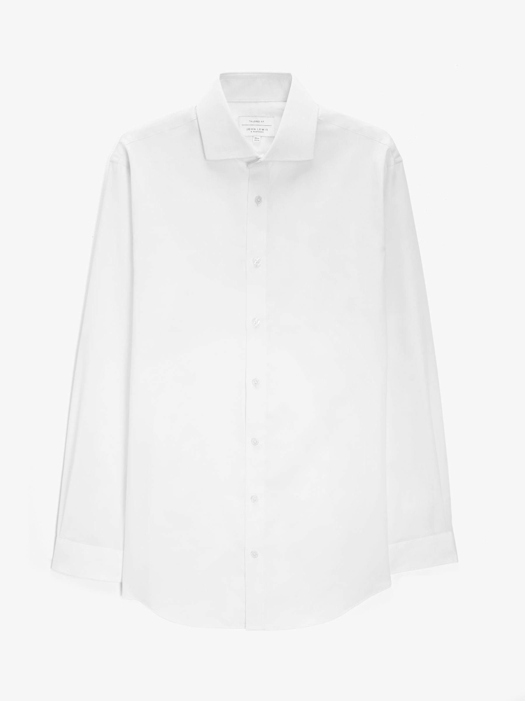 John Lewis Non Iron Dobby Tailored Fit Shirt, White, 15