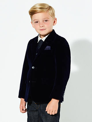 John Lewis John Lewis Boys Blue Velvet Waistcoat,Age 6,EXC C 