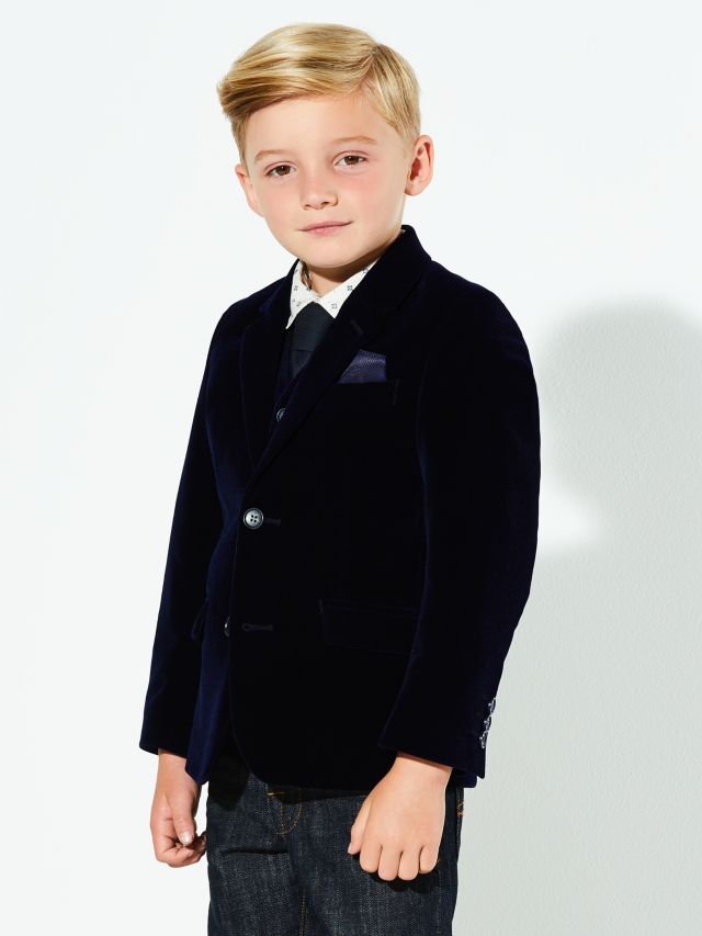 Boys blue sale velvet jacket